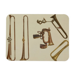 Imán La caballería toca la trompeta, un bugle, una