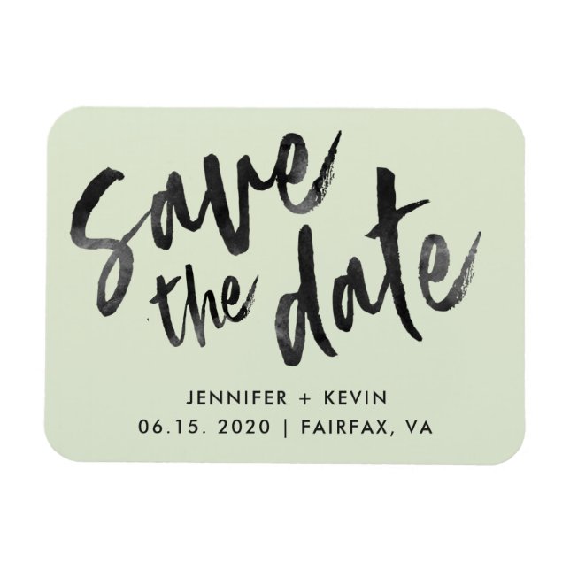 Imán La caligrafía de Boda Sage Gree Save the Date Magn (Horizontal)