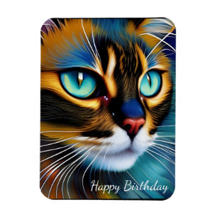 Imán La cara de un lindo Lynx señala cumpleaños siamés