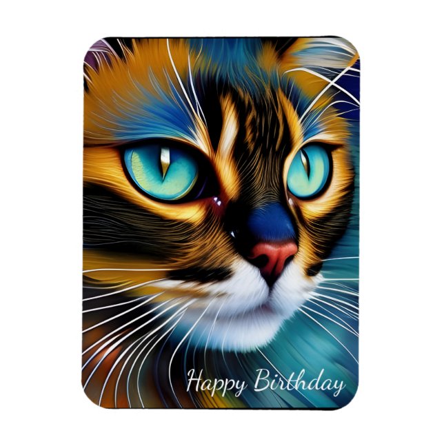 Imán La cara de un lindo Lynx señala cumpleaños siamés (Vertical)