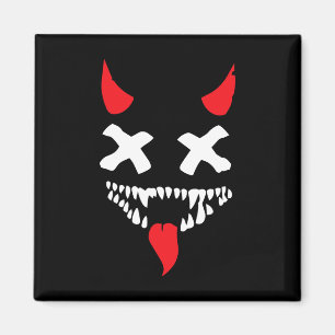 Imán La cara del diablo perezosa de Halloween disfraz a