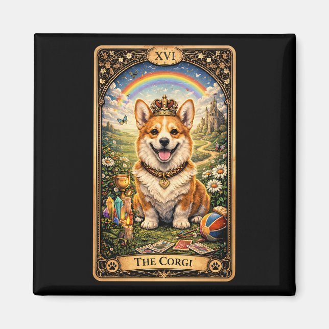 Imán La Carta de Tarot del Corgi (Frente)