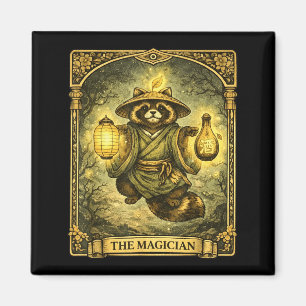 Imán La carta del mago Tarot Tanuki Yokai Mapache