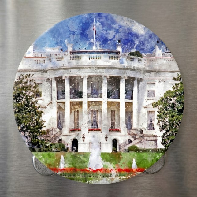 Imán La Casa Blanca en Washington DC – Fachada Sur (The White House in Washington DC – Southern Facade. Magnet)