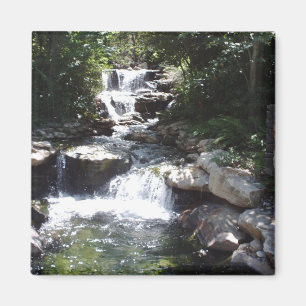 Imán La cascada arroja rocas sobre una piscina tranquil