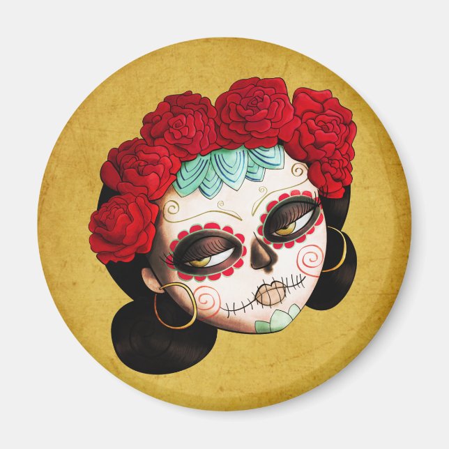 Imán La Catrina - Chica del Día de los Muertos (Frente)
