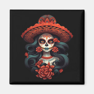 Imán La Catrina Sugar Skull Día De Agencia Gubernamenta