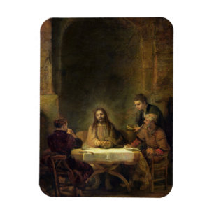 Imán La cena en Emmaus, 1648 (aceite en el panel)