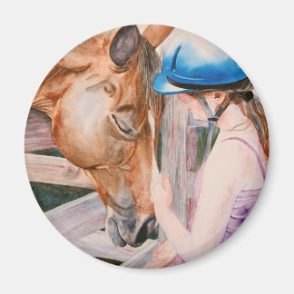 Imán La Chica que monta a caballo y su amante de los an