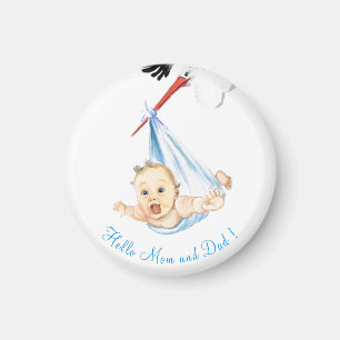 Imán La cigüeña lleva a su bebé - Personalizado dibu
