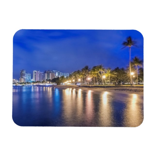 Imán La ciudad de Waikiki al amanecer (Horizontal)