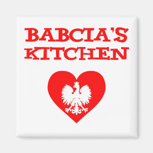 Imán La cocina de Babcia con Eagle blanco polaco