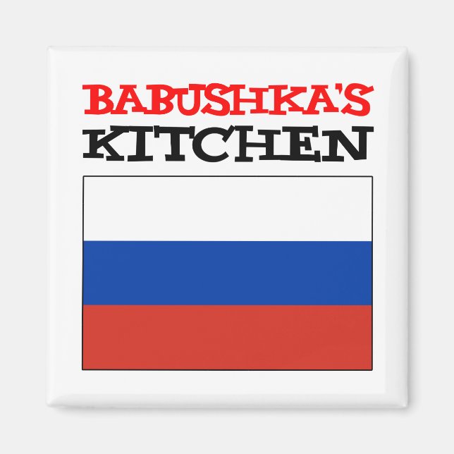 Imán La cocina de Babushka Bandera rusa (Frente)