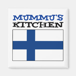 Imán La cocina de Mummu con la bandera de Finlandia