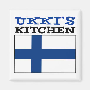Imán La cocina de Ukki con la bandera de Finlandia