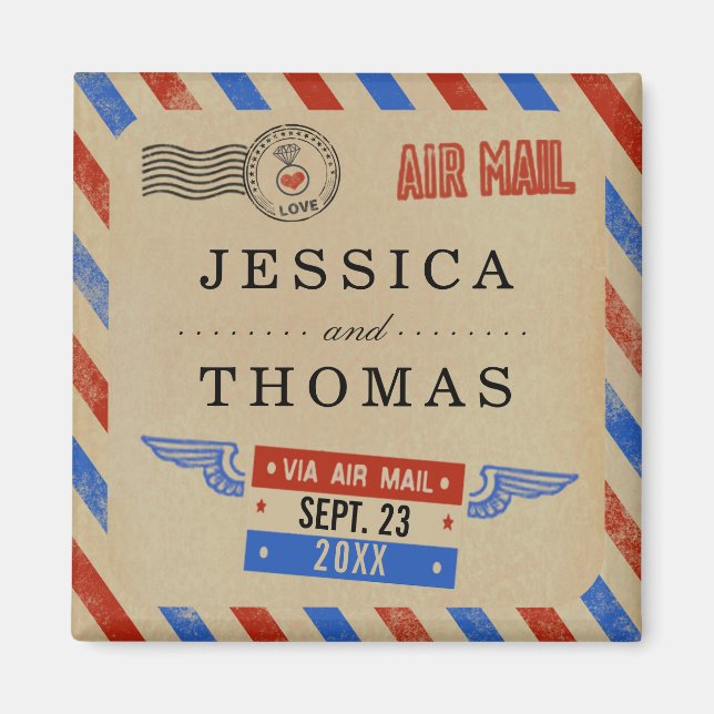 Imán La colección de Bodas de Airmail de época (Frente)