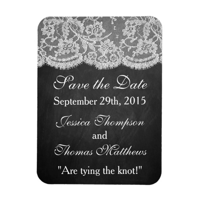 Imán La colección de Bodas de Chalkboard y Lace (Vertical)