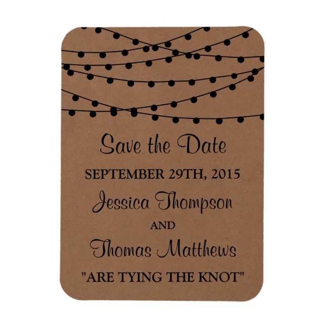 Imán La colección de Bodas Rustic Kraft Lights (Vertical)