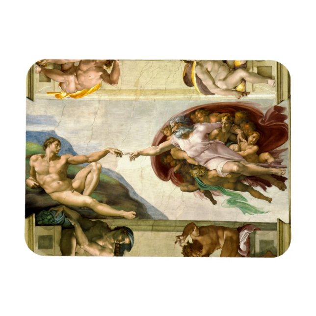 Imán La creación de Adán por Michelangelo Bella Artes (Horizontal)