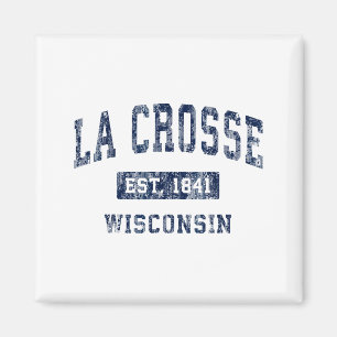 Imán La Crosse Wisconsin Wi Vintage Deportes Establecid