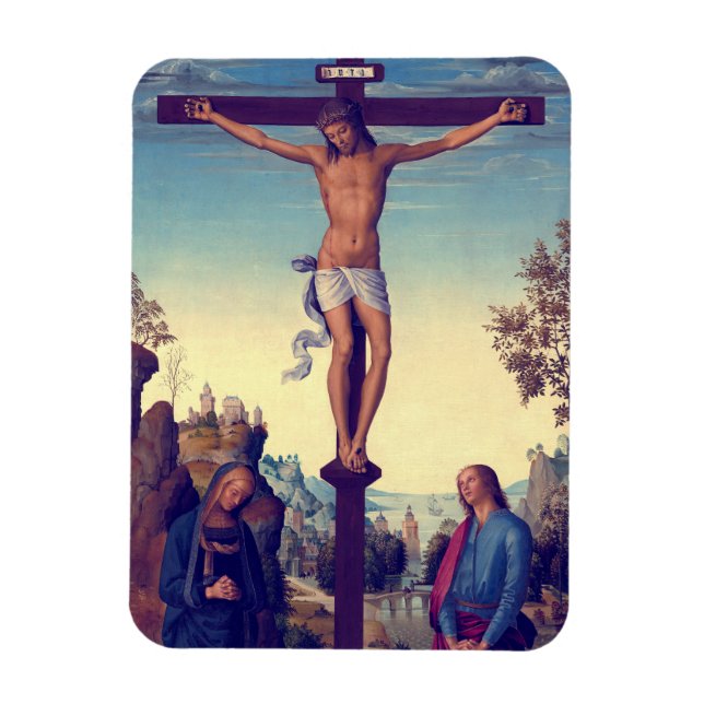 Imán La crucifixión con la Virgen de Pietro Perugino (Vertical)