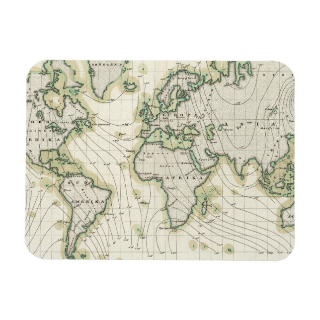 Imán La declinación magnética mundial (Horizontal)