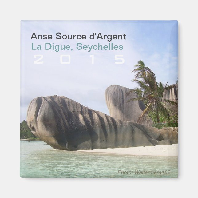 Imán La Digue, Seychelles Beach Magnet Travel Souvenir (Frente)