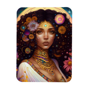 Imán La diosa negra afroamericana reina arte de fantasí