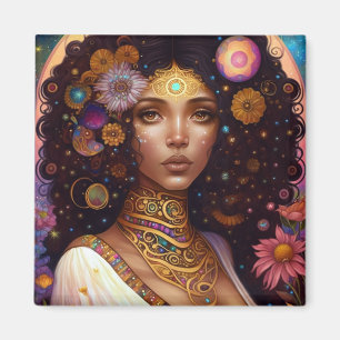 Imán La diosa negra afroamericana reina arte de fantasí