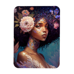 Imán La diosa negra afroamericana reina arte de fantasí