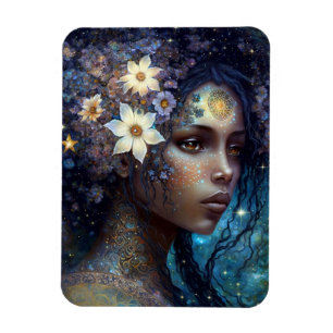 Imán La diosa negra afroamericana reina arte de fantasí