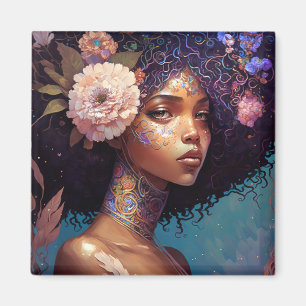 Imán La diosa negra afroamericana reina arte de fantasí