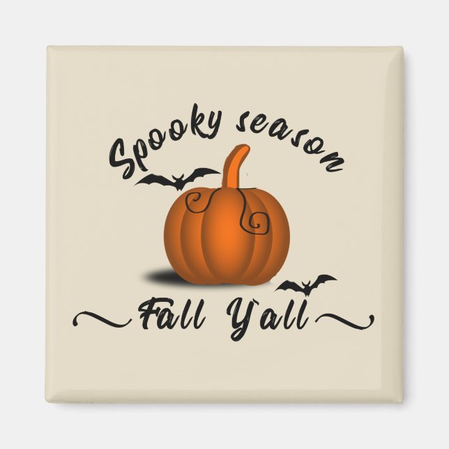 Imán La divertida temporada de calabaza de Halloween es (Frente)