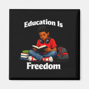 Imán La educación es libertad leyendo diseño historia n