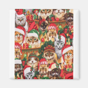 Imán La encantadora familia de gatos Navidades, diseño