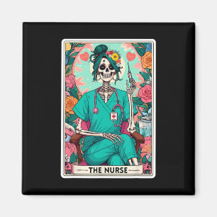 Imán La enfermera Tarot Card Funny Skeleton Nurse Witch