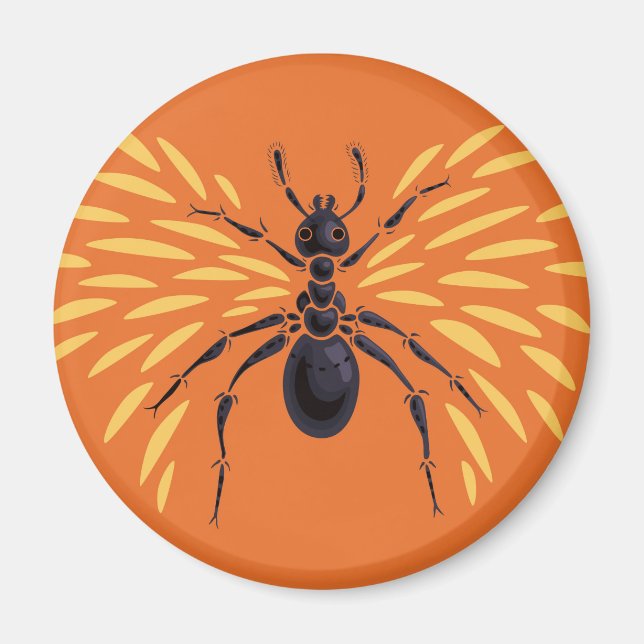 Imán La entomología del Naranja de Lover Fiery Ant Art (Frente)