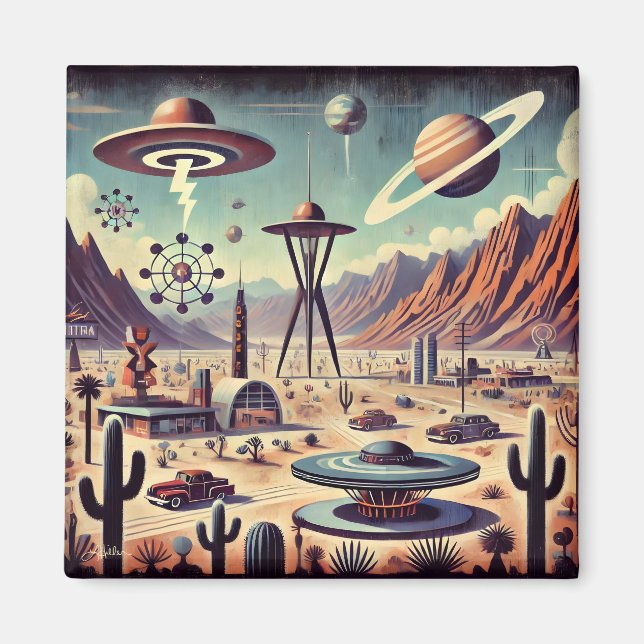Imán La era espacial Alien el desierto Invasión Fantasí (Frente)