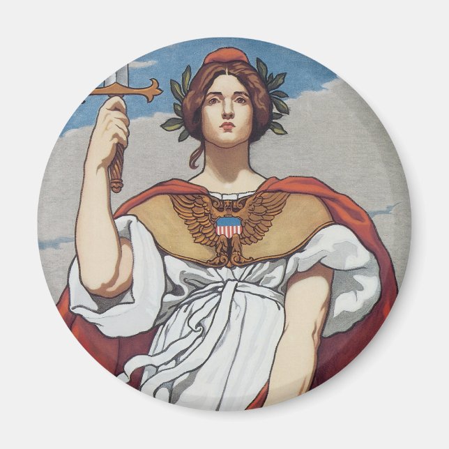 Imán La espada está dibujada, la marina la sostiene (Frente)