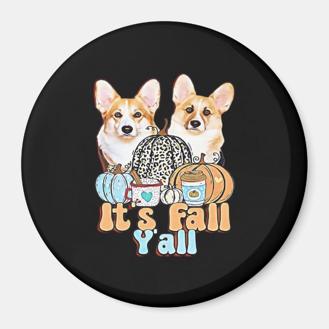 Imán La estética única de Fall Y'all Corgis (Frente)