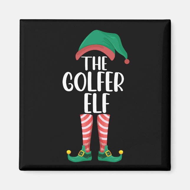 Imán La familia de golf Golfer Elf Navidades (Frente)