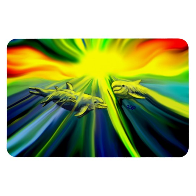 Imán La familia de los delfines al sol (Horizontal)