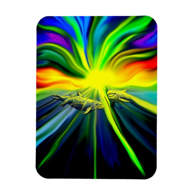 Imán La familia de los delfines al sol (Vertical)