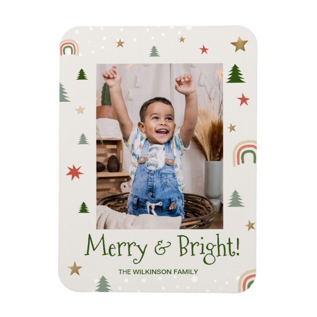 Imán La familia de los Navidades Merry y Bright (Vertical)
