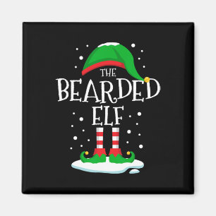 Imán La familia de Navidades Elf con barba que coincide