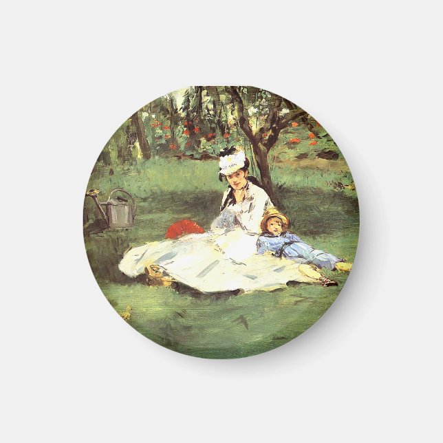 Imán La familia Monet en su jardín Edouard Manet (Frente)