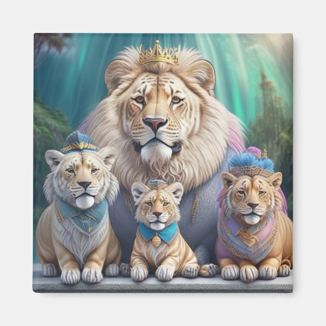 Imán La familia real del rey león de la selva (Frente)