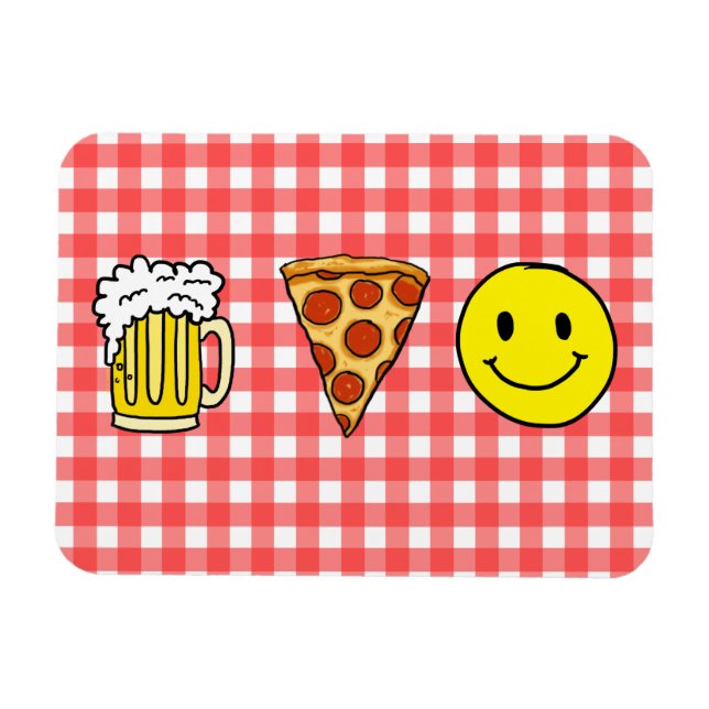 Imán La felicidad de la pizza de cerveza (Horizontal)