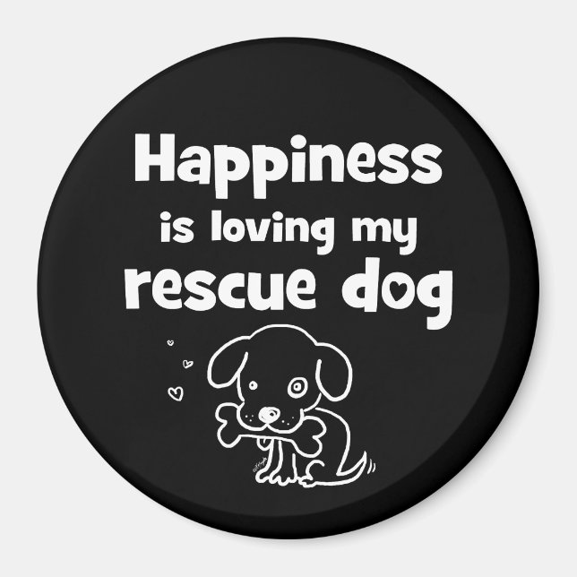 Imán La felicidad es amar a mi perro de rescate (Frente)