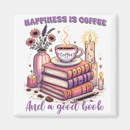 Imán La Felicidad Es Café Y Un Buen Libro